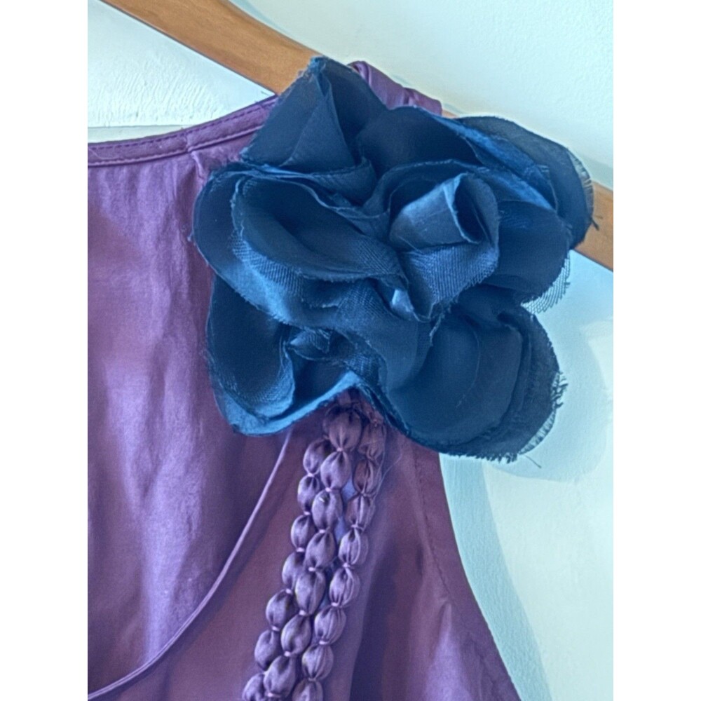 Ann Taylor Loft Women Petite Maroon Sleeveless Tank Top Flower Embellished Sz SP - Picture 2 of 10